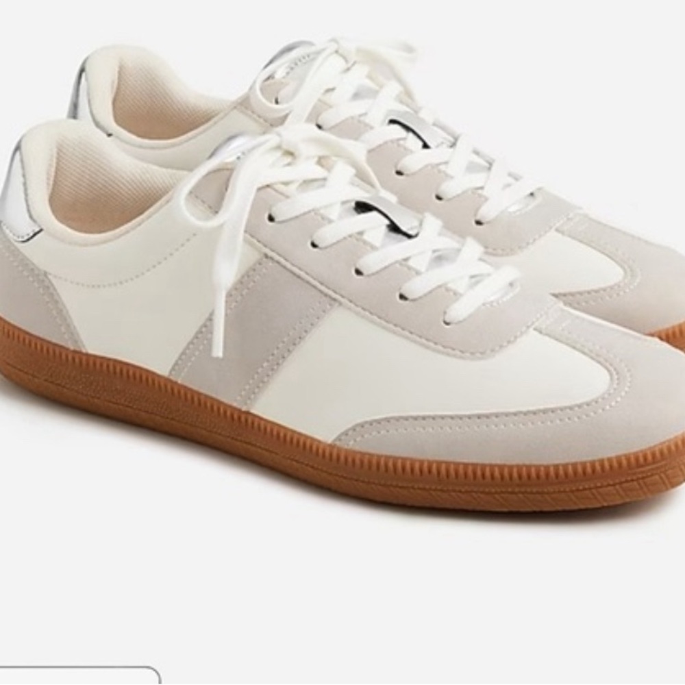 J crew field sneaker cream / metallic 9